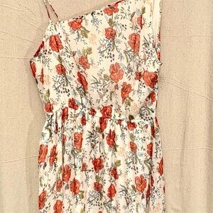 Abercrombie & Fitch One Shoulder Floral Dress - Red and Cream